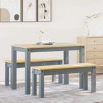 Casa si Gradina - Mobilier - Seturi de mobilier - Seturi mese si scaune - Set de sufragerie din 3 piese Panama din lemn masiv de pin gri - Infinity.ro