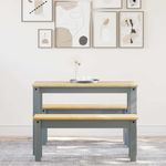 Casa si Gradina - Mobilier - Seturi de mobilier - Seturi mese si scaune - Set de sufragerie din 3 piese Panama din lemn masiv de pin gri - Infinity.ro