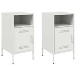 Casa si Gradina - Mobilier - Comode si corpuri - Noptiere - Noptiere, 2 buc., alb, 36x39x68 cm, otel - Infinity.ro