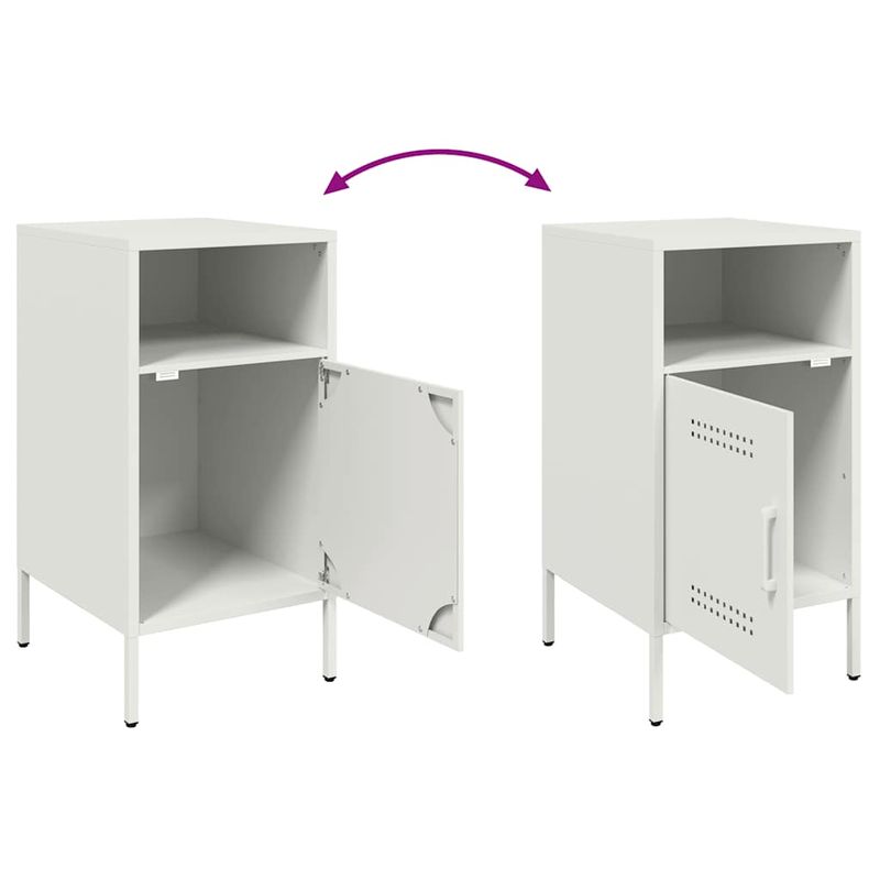 Casa si Gradina - Mobilier - Comode si corpuri - Noptiere - Noptiere, 2 buc., alb, 36x39x68 cm, otel - Infinity.ro