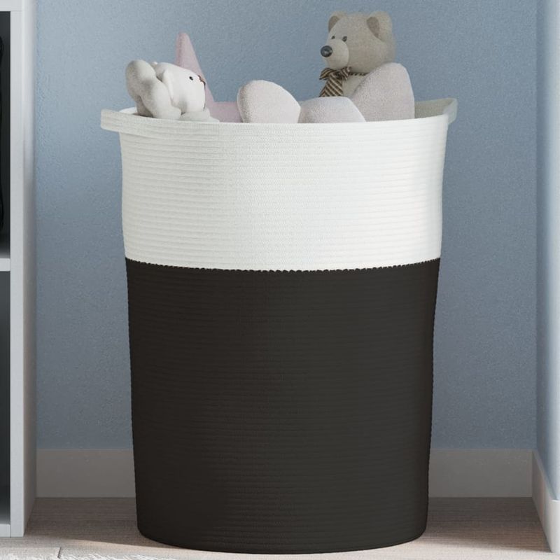 Casa si Gradina - Mobilier - Organizare si depozitare - Cutii depozitare - Cos de depozitare, negru si alb, Ø49x65 cm, bumbac - Infinity.ro
