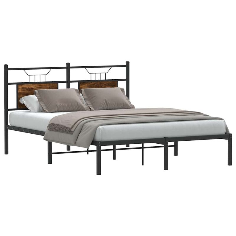 Casa si Gradina - Mobilier - Paturi si accesorii - Paturi - Cadru pat fara saltea stejar fumuriu 150x200 cm lemn prelucrat - Infinity.ro