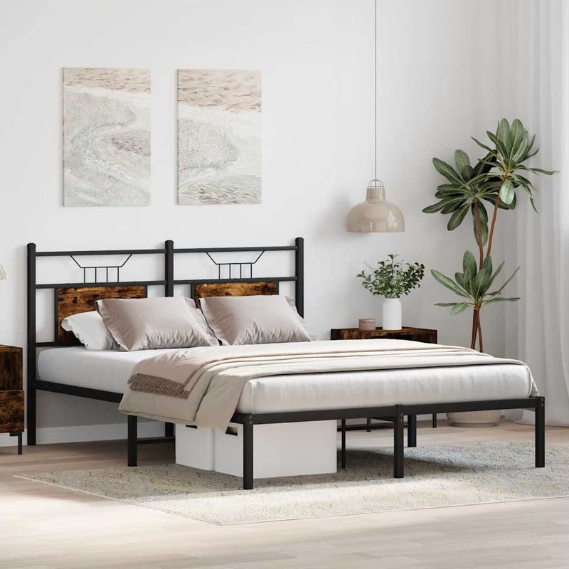 Casa si Gradina - Mobilier - Paturi si accesorii - Paturi - Cadru pat fara saltea stejar fumuriu 150x200 cm lemn prelucrat - Infinity.ro