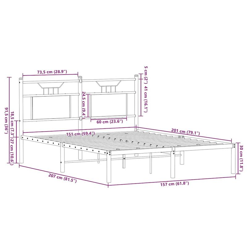 Casa si Gradina - Mobilier - Paturi si accesorii - Paturi - Cadru pat fara saltea stejar fumuriu 150x200 cm lemn prelucrat - Infinity.ro