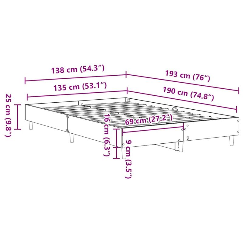 Casa si Gradina - Mobilier - Paturi si accesorii - Paturi - Cadru pat fara saltea Stejar afumat 135x190 cm Lemn prelucrat - Infinity.ro