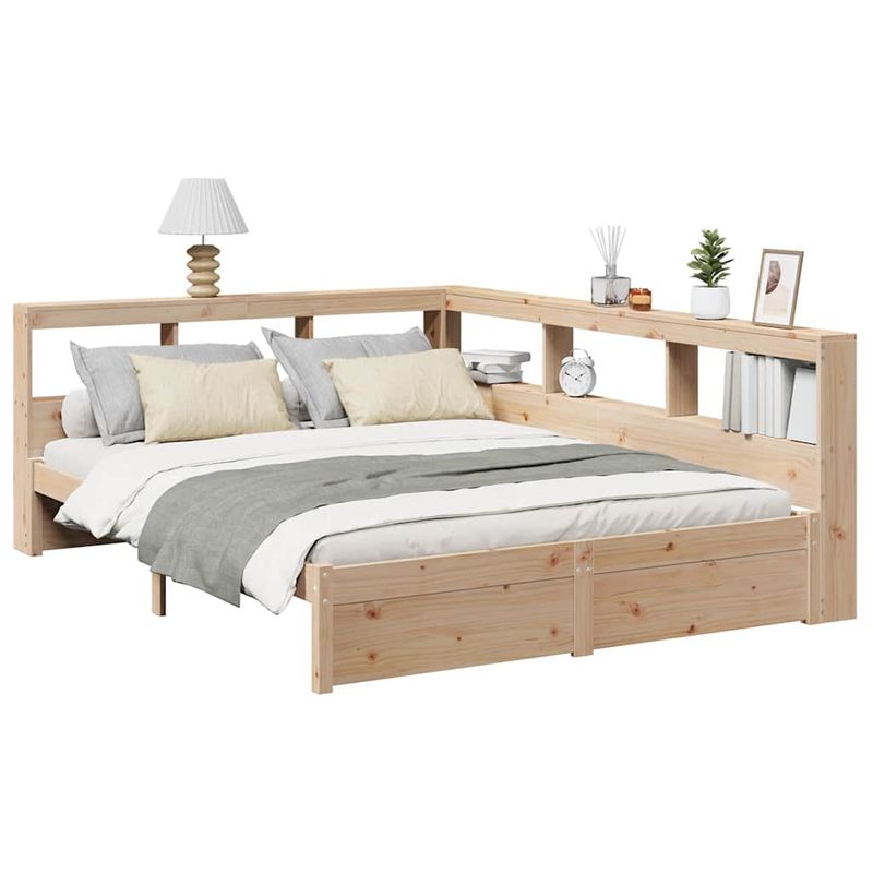 Casa si Gradina - Mobilier - Paturi si accesorii - Paturi - Pat cu biblioteca fara saltea, 140x200 cm, lemn masiv de pin - Infinity.ro