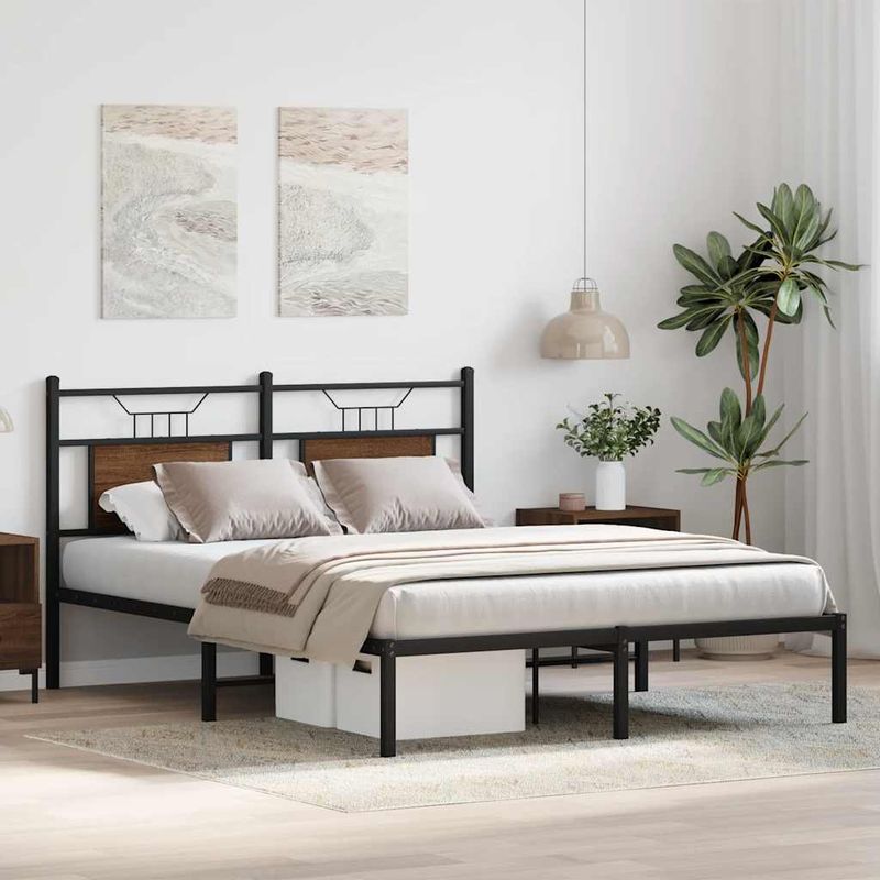 Casa si Gradina - Mobilier - Paturi si accesorii - Paturi - Cadru pat fara saltea stejar maro, 140x190 cm, lemn prelucrat - Infinity.ro