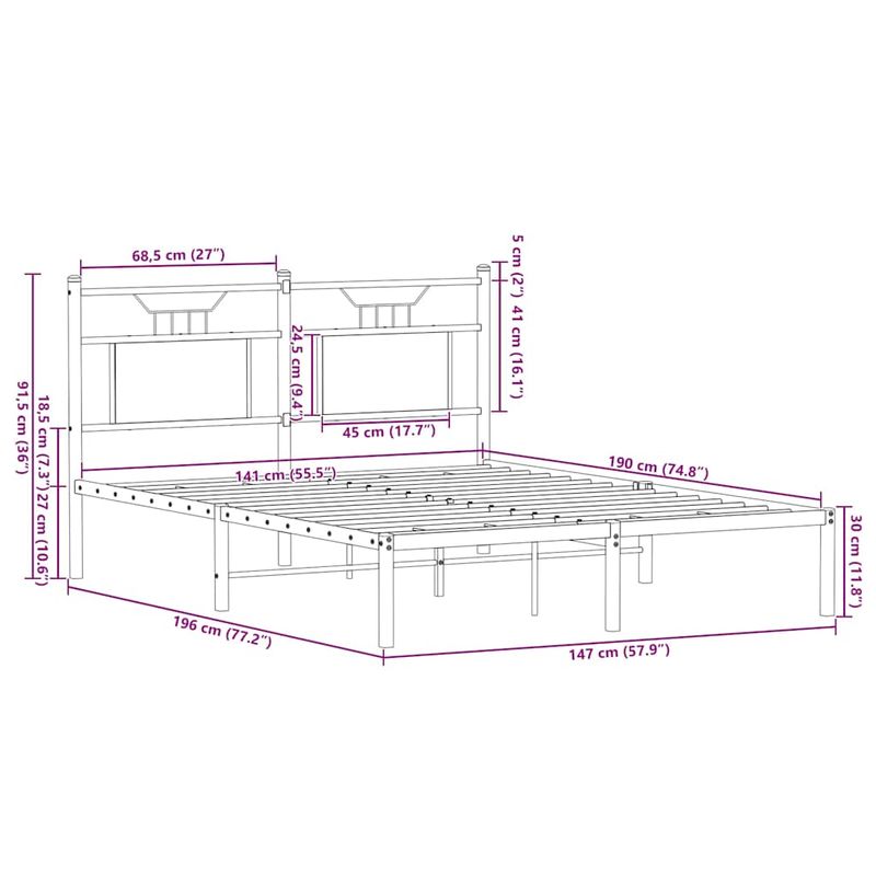Casa si Gradina - Mobilier - Paturi si accesorii - Paturi - Cadru pat fara saltea stejar maro, 140x190 cm, lemn prelucrat - Infinity.ro
