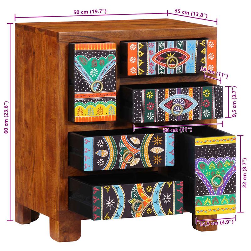 Casa si Gradina - Mobilier - Comode si corpuri - Comode - Bufeta multicolor 50x35x60 din lemn masiv de salcam - Infinity.ro