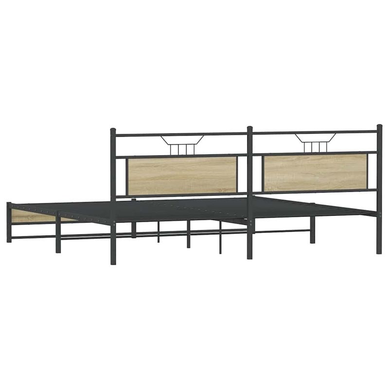 Casa si Gradina - Mobilier - Paturi si accesorii - Paturi - Cadru de pat metalic fara saltea, stejar sonoma, 193x203 cm - Infinity.ro
