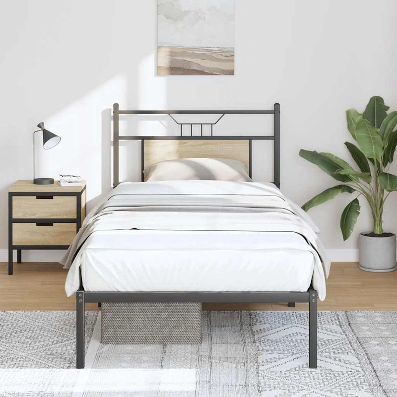 Casa si Gradina - Mobilier - Paturi si accesorii - Paturi - Cadru pat fara saltea stejar sonoma, 90x200 cm, lemn prelucrat - Infinity.ro