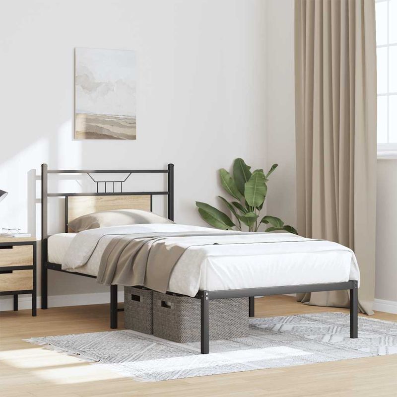 Casa si Gradina - Mobilier - Paturi si accesorii - Paturi - Cadru pat fara saltea stejar sonoma, 90x200 cm, lemn prelucrat - Infinity.ro