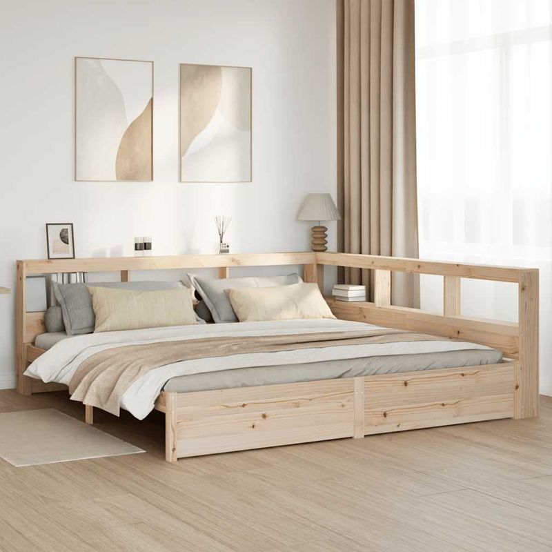 Casa si Gradina - Mobilier - Paturi si accesorii - Paturi - Pat cu biblioteca fara saltea, 180x200 cm, lemn masiv de pin - Infinity.ro