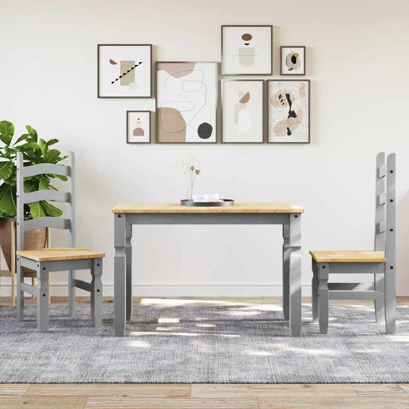Casa si Gradina - Mobilier - Seturi de mobilier - Seturi mese si scaune - Set de sufragerie din 3 piese Panama din lemn masiv de pin gri - Infinity.ro