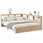 Casa si Gradina - Mobilier - Paturi si accesorii - Paturi - Pat cu biblioteca fara saltea, 150x200 cm, lemn masiv de pin - Infinity.ro