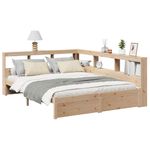 Casa si Gradina - Mobilier - Paturi si accesorii - Paturi - Pat cu biblioteca fara saltea, 150x200 cm, lemn masiv de pin - Infinity.ro