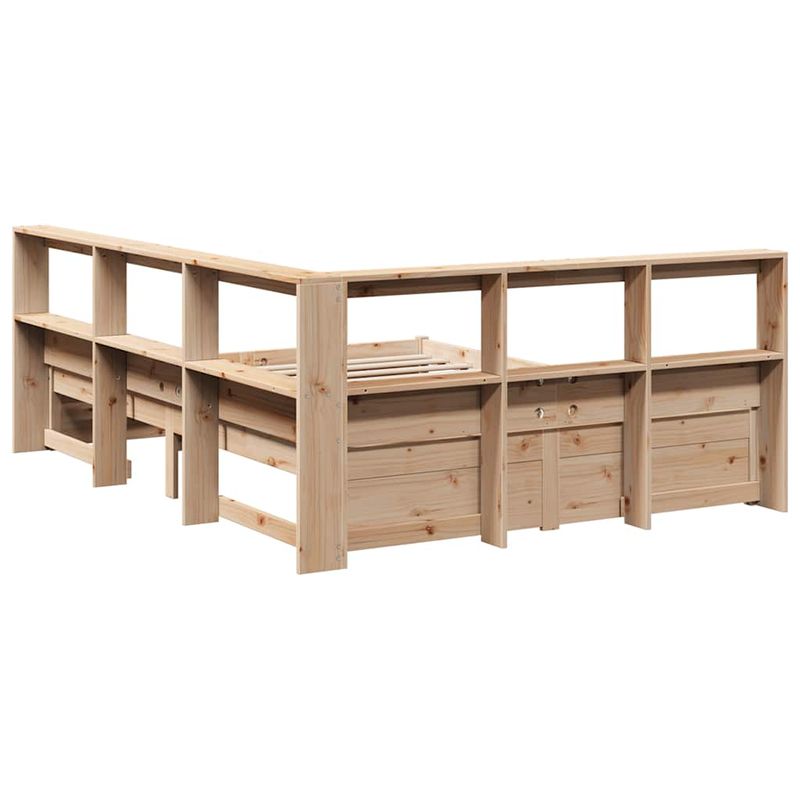 Casa si Gradina - Mobilier - Paturi si accesorii - Paturi - Pat cu biblioteca fara saltea, 150x200 cm, lemn masiv de pin - Infinity.ro