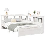 Casa si Gradina - Mobilier - Paturi si accesorii - Paturi - Pat cu biblioteca fara saltea, alb, 90x190 cm, lemn masiv pin - Infinity.ro