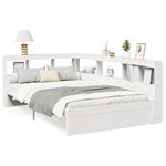 Casa si Gradina - Mobilier - Paturi si accesorii - Paturi - Pat cu biblioteca fara saltea, alb, 90x190 cm, lemn masiv pin - Infinity.ro