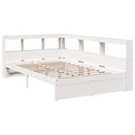 Casa si Gradina - Mobilier - Paturi si accesorii - Paturi - Pat cu biblioteca fara saltea, alb, 90x190 cm, lemn masiv pin - Infinity.ro