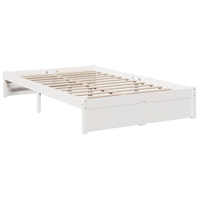 Casa si Gradina - Mobilier - Paturi si accesorii - Paturi - Pat cu biblioteca fara saltea, alb, 90x190 cm, lemn masiv pin - Infinity.ro