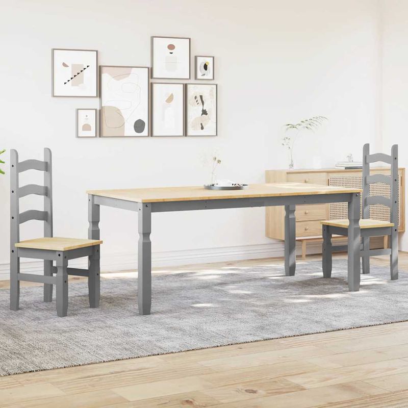 Casa si Gradina - Mobilier - Seturi de mobilier - Seturi mese si scaune - Set de sufragerie din 3 piese Panama din lemn masiv de pin gri - Infinity.ro