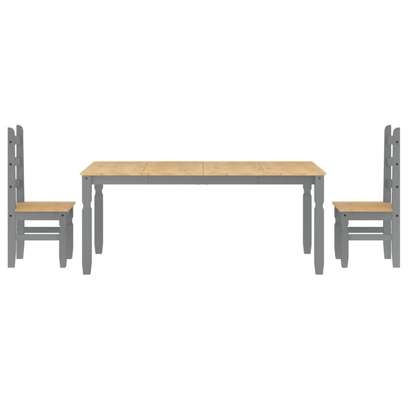 Casa si Gradina - Mobilier - Seturi de mobilier - Seturi mese si scaune - Set de sufragerie din 3 piese Panama din lemn masiv de pin gri - Infinity.ro