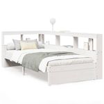 Casa si Gradina - Mobilier - Paturi si accesorii - Paturi - Pat cu biblioteca fara saltea, alb, 90x200 cm, lemn masiv pin - Infinity.ro