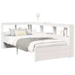 Casa si Gradina - Mobilier - Paturi si accesorii - Paturi - Pat cu biblioteca fara saltea, alb, 90x200 cm, lemn masiv pin - Infinity.ro