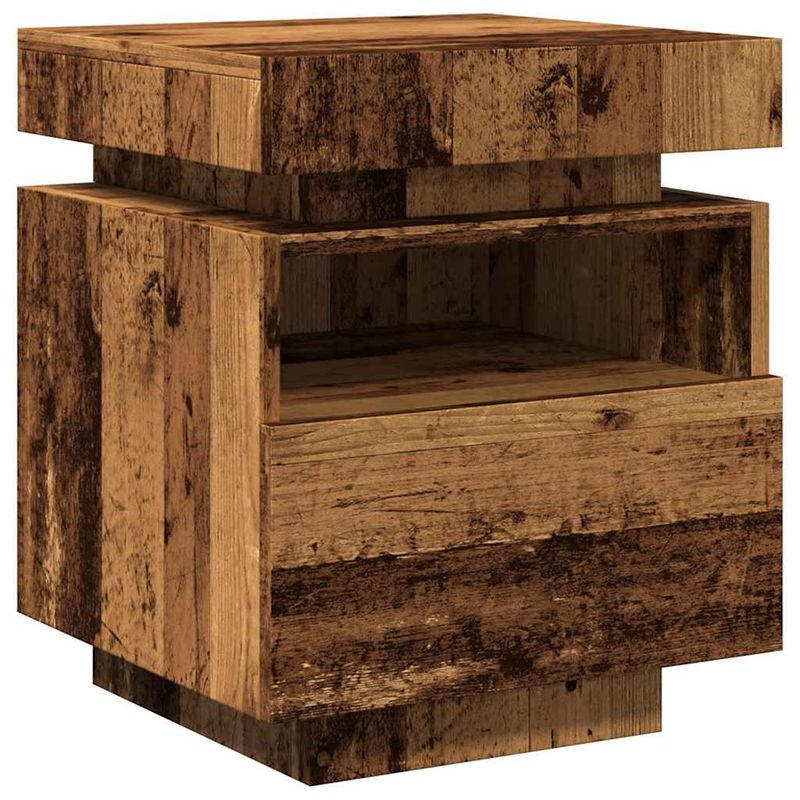 Casa si Gradina - Mobilier - Comode si corpuri - Noptiere - Noptiera cu lumini LED, lemn vechi, 40x39x48,5 cm - Infinity.ro
