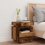 Casa si Gradina - Mobilier - Comode si corpuri - Noptiere - Noptiera cu lumini LED, lemn vechi, 40x39x48,5 cm - Infinity.ro