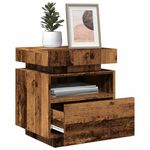 Casa si Gradina - Mobilier - Comode si corpuri - Noptiere - Noptiera cu lumini LED, lemn vechi, 40x39x48,5 cm - Infinity.ro