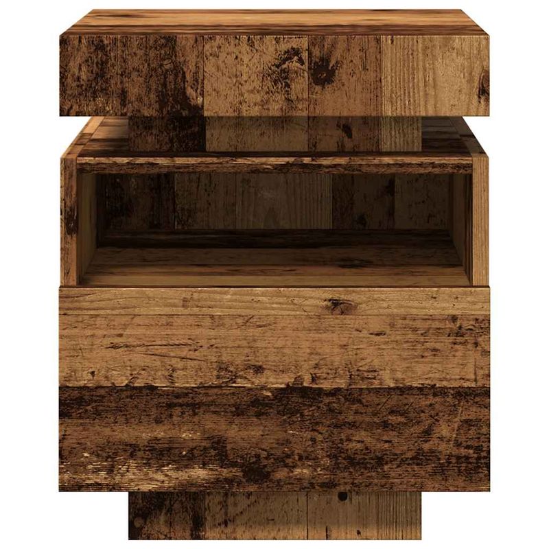 Casa si Gradina - Mobilier - Comode si corpuri - Noptiere - Noptiera cu lumini LED, lemn vechi, 40x39x48,5 cm - Infinity.ro