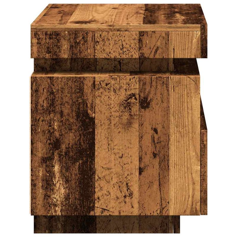 Casa si Gradina - Mobilier - Comode si corpuri - Noptiere - Noptiera cu lumini LED, lemn vechi, 40x39x48,5 cm - Infinity.ro