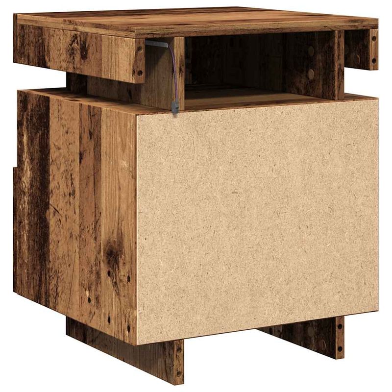 Casa si Gradina - Mobilier - Comode si corpuri - Noptiere - Noptiera cu lumini LED, lemn vechi, 40x39x48,5 cm - Infinity.ro