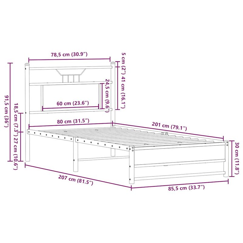 Casa si Gradina - Mobilier - Paturi si accesorii - Paturi - Cadru pat fara saltea, stejar sonoma 80x200 cm lemn prelucrat - Infinity.ro