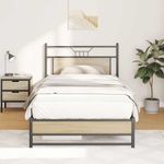 Casa si Gradina - Mobilier - Paturi si accesorii - Paturi - Cadru de pat fara saltea Stejar Sonoma 107x203cm Lemn prelucrat, model cu tăblie de cap și tăblie de picioare joasă dublă - Infinity.ro