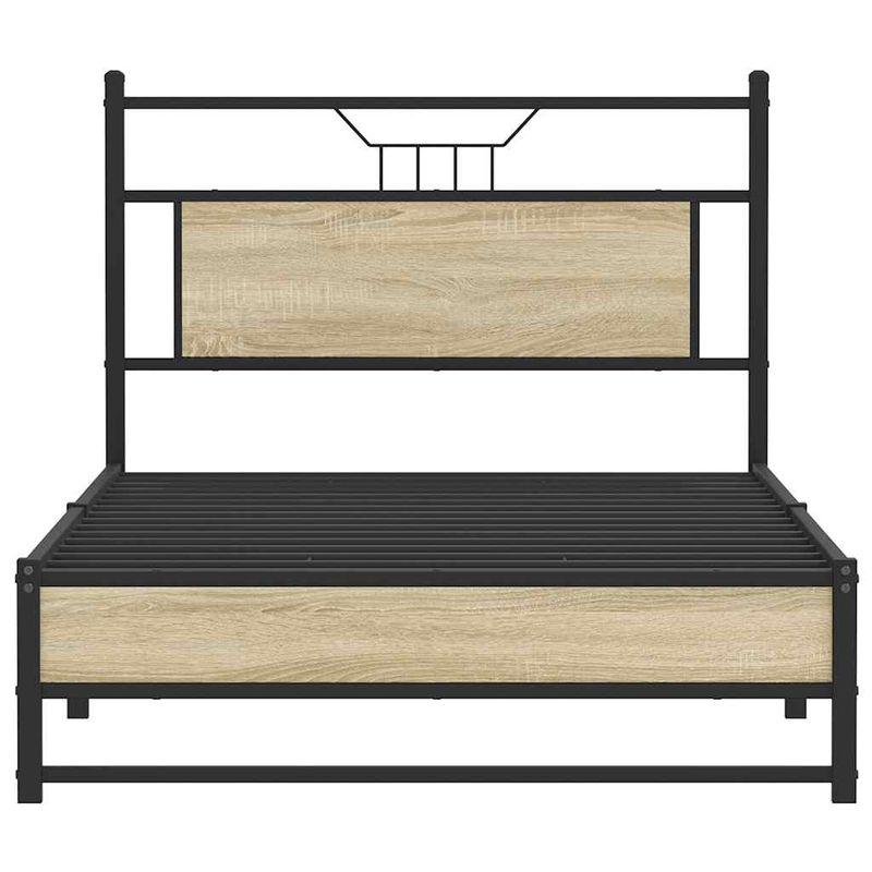 Casa si Gradina - Mobilier - Paturi si accesorii - Paturi - Cadru de pat fara saltea Stejar Sonoma 107x203cm Lemn prelucrat, model cu tăblie de cap și tăblie de picioare joasă dublă - Infinity.ro