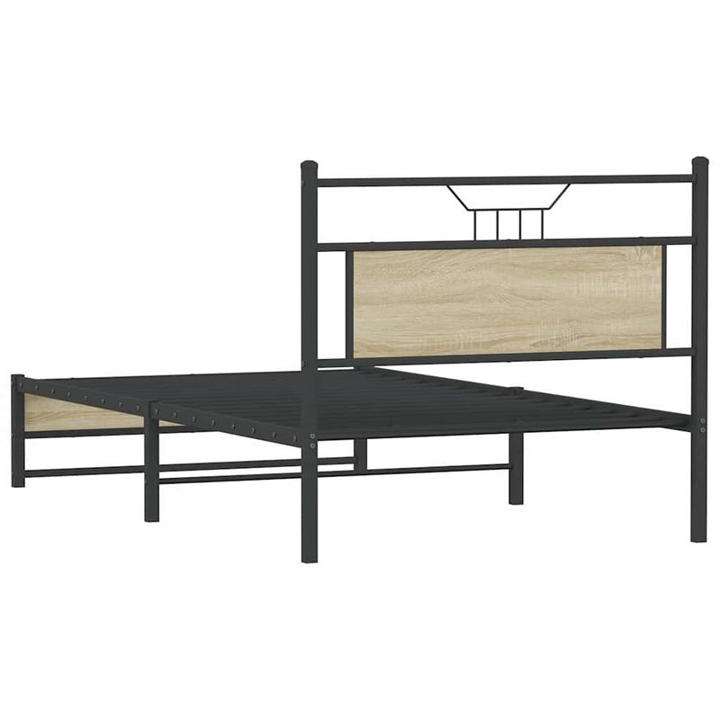 Casa si Gradina - Mobilier - Paturi si accesorii - Paturi - Cadru de pat fara saltea Stejar Sonoma 107x203cm Lemn prelucrat, model cu tăblie de cap și tăblie de picioare joasă dublă - Infinity.ro
