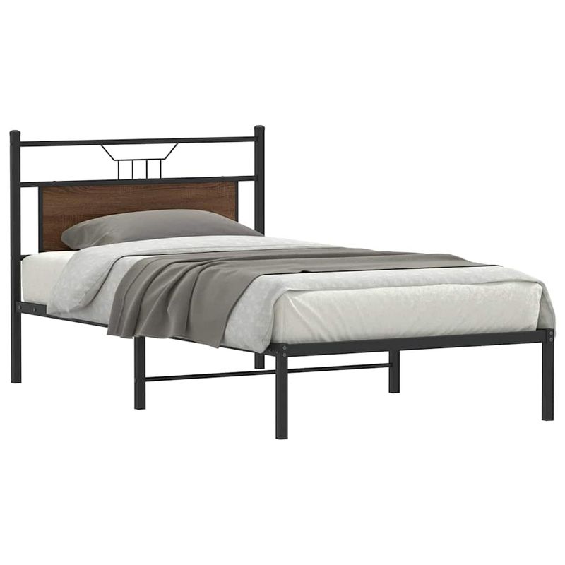 Casa si Gradina - Mobilier - Paturi si accesorii - Paturi - Cadru pat fara saltea, stejar maro, 100x190 cm, lemn prelucrat - Infinity.ro