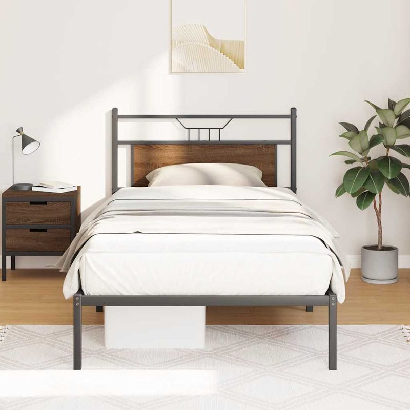 Casa si Gradina - Mobilier - Paturi si accesorii - Paturi - Cadru pat fara saltea, stejar maro, 100x190 cm, lemn prelucrat - Infinity.ro