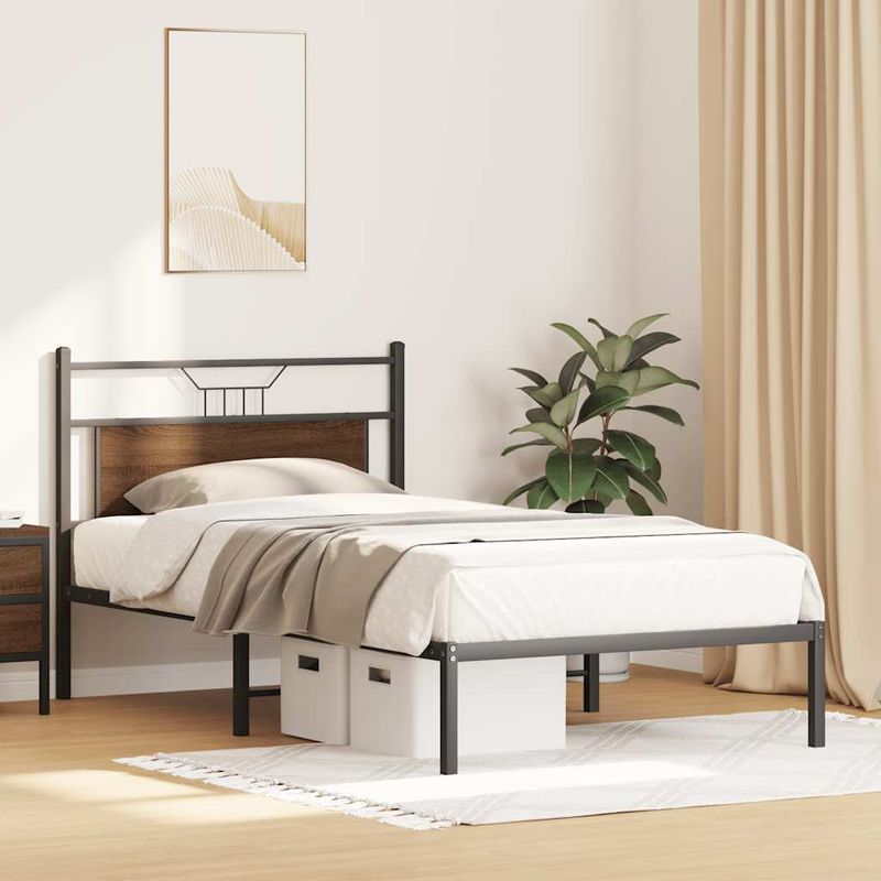 Casa si Gradina - Mobilier - Paturi si accesorii - Paturi - Cadru pat fara saltea, stejar maro, 100x190 cm, lemn prelucrat - Infinity.ro