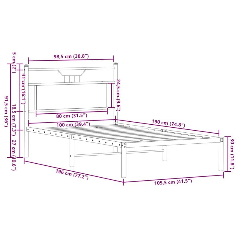 Casa si Gradina - Mobilier - Paturi si accesorii - Paturi - Cadru pat fara saltea, stejar maro, 100x190 cm, lemn prelucrat - Infinity.ro