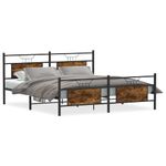 Casa si Gradina - Mobilier - Paturi si accesorii - Paturi - Cadru pat metalic fara saltea, stejar fumuriu, 180x200 cm - Infinity.ro