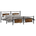 Casa si Gradina - Mobilier - Paturi si accesorii - Paturi - Cadru pat metalic fara saltea, stejar fumuriu, 180x200 cm - Infinity.ro