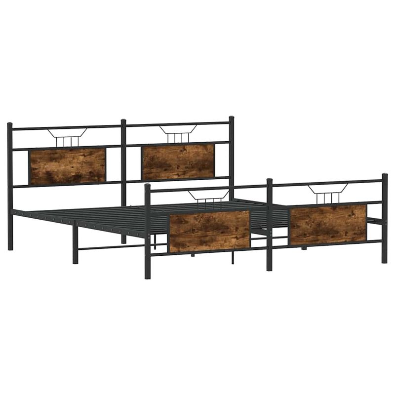 Casa si Gradina - Mobilier - Paturi si accesorii - Paturi - Cadru pat metalic fara saltea, stejar fumuriu, 180x200 cm - Infinity.ro