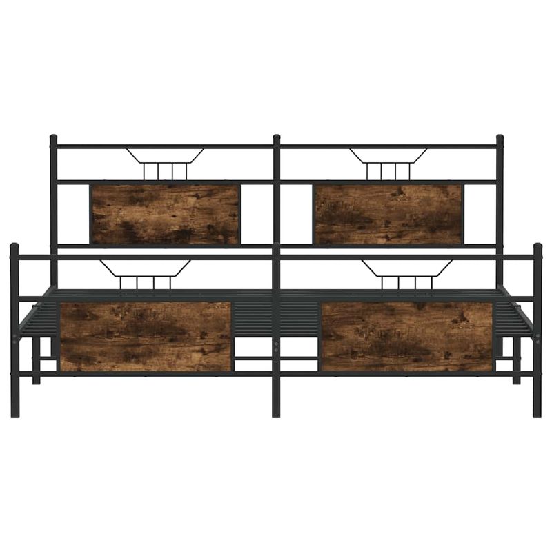 Casa si Gradina - Mobilier - Paturi si accesorii - Paturi - Cadru pat metalic fara saltea, stejar fumuriu, 180x200 cm - Infinity.ro