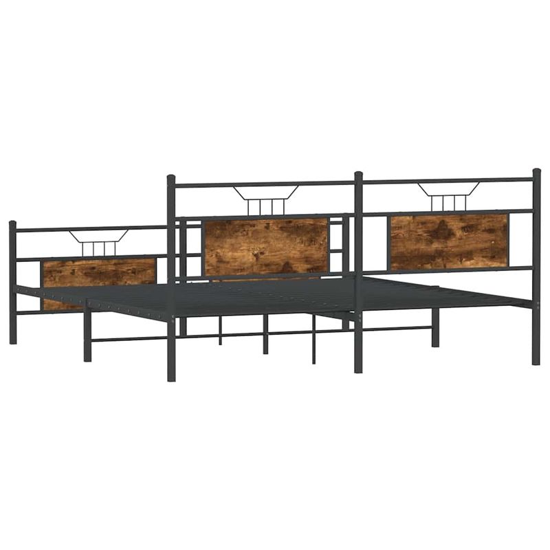 Casa si Gradina - Mobilier - Paturi si accesorii - Paturi - Cadru pat metalic fara saltea, stejar fumuriu, 180x200 cm - Infinity.ro