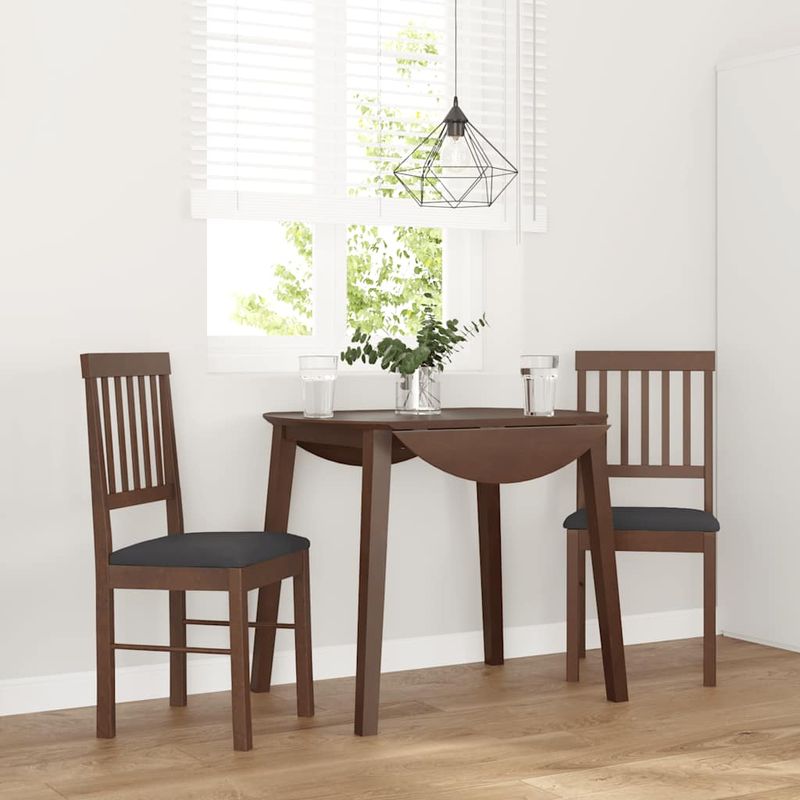 Casa si Gradina - Mobilier - Scaune si fotolii - Scaune - Scaune sufragerie cu perne 2 buc. cauciuc din lemn masiv maro - Infinity.ro