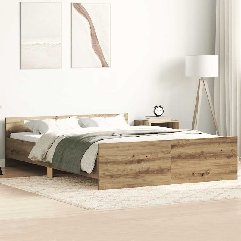 Casa si Gradina - Mobilier - Paturi si accesorii - Paturi - Cadru pat fara saltea Stejar Artisan 140x190cm Lemn prelucrat - Infinity.ro